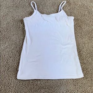 White cotton cami tank top with built in bra